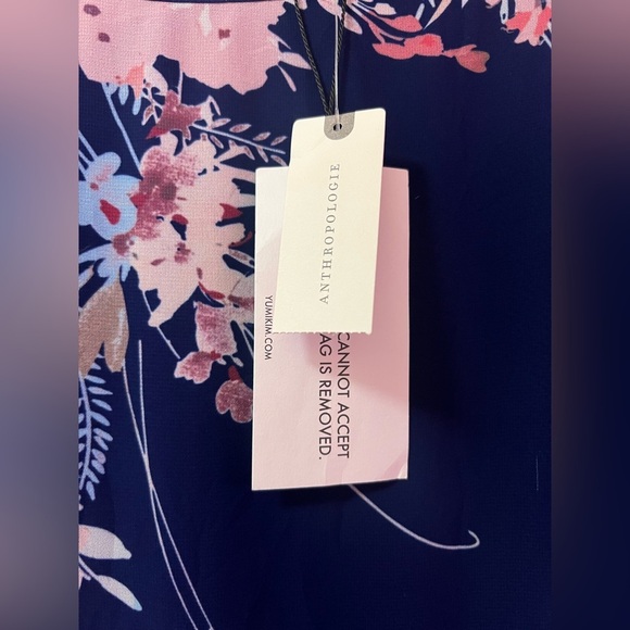 Yumi Kim Anthropology Blue and Pink Maxi Gown Bishop Sleeves Size Medium NWT - Picture 9 of 12